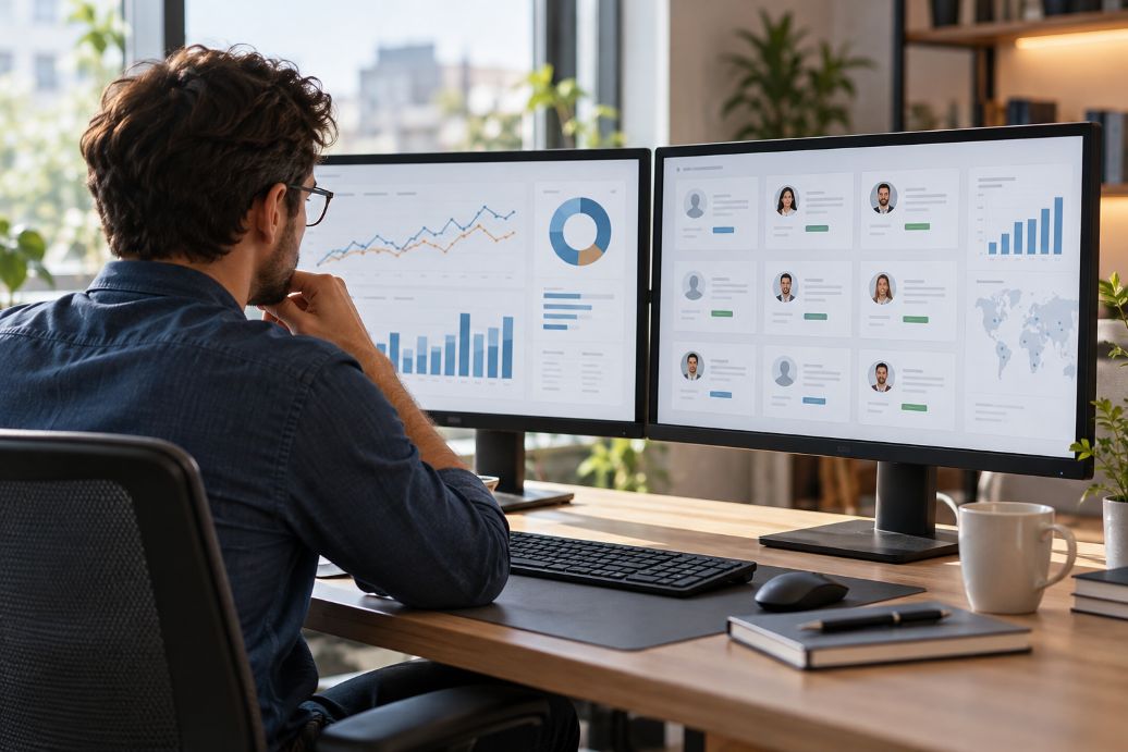 business analyst comparing company activity and hiring trends